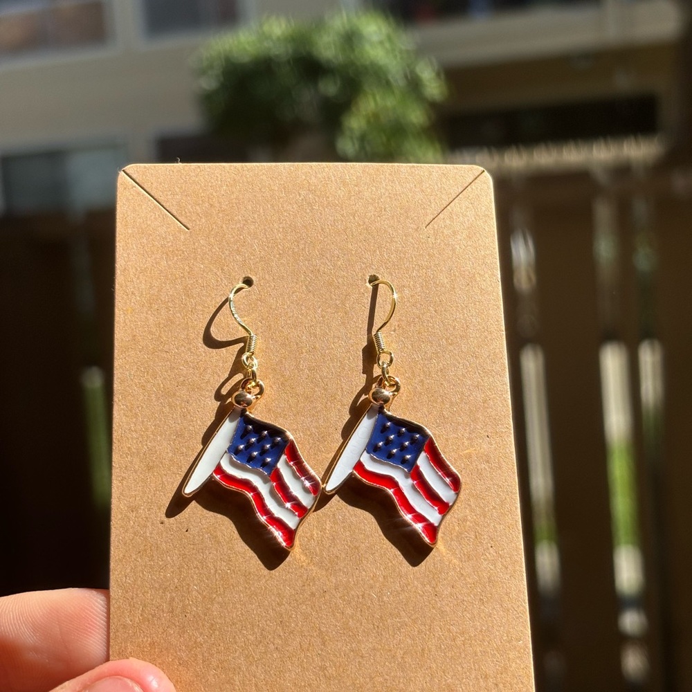 Handmade American flag earrings